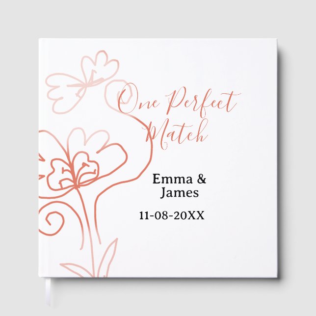One Perfect match terracotta wedding couple name f Gästebuch (Vorderseite)