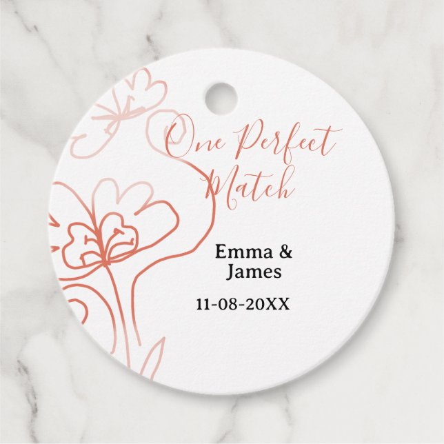 One Perfect match terracotta wedding couple name f Geschenkanhänger (Vorderseite)
