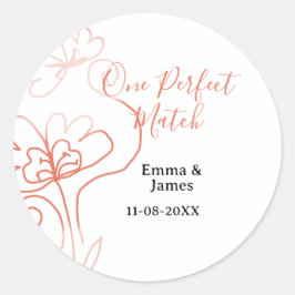 One Perfect match terracotta wedding couple name f Runder Aufkleber