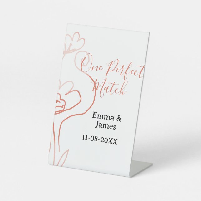 One Perfect match terracotta wedding couple name f Sockelschild (Vorderseite)
