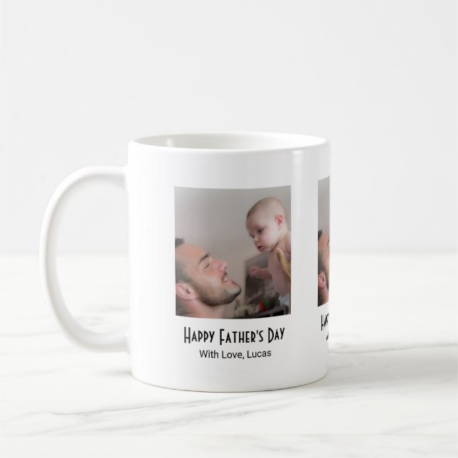One Photo Happy Father's Day Black White Kaffeetasse (Links)