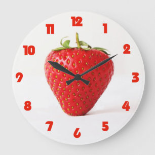One Red Strawberry Fat Red Numbers wc arc Große Wanduhr