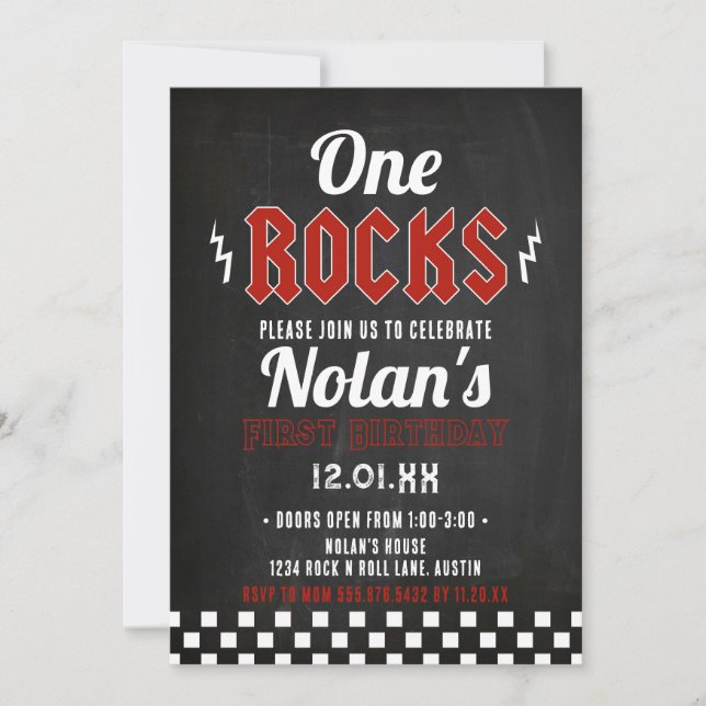 One Rocks Birthday Gitarre Konzerteinladung Einladung (Vorderseite)