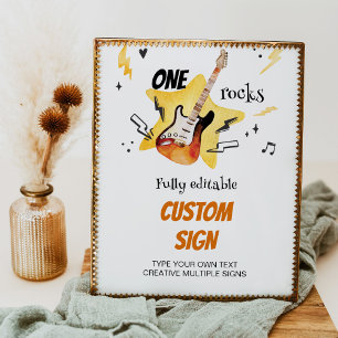 One Rocks Gitarre Geburtstag Custom Sign Party Poster