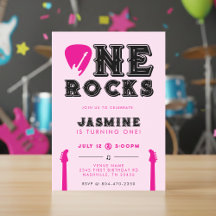 One Rocks Gitarrenpick Pink 1. Geburtstagsfeier