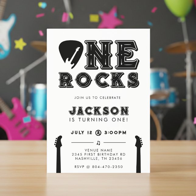 One Rocks Guitar Pick 1st Birthday Party Einladung (One Rocks Guitar Pick 1st Birthday Party Invitation
)