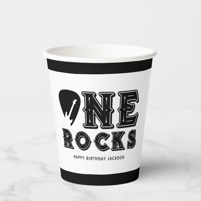 One Rocks Guitar Pick 1st Birthday Party Pappbecher (Vorderseite)