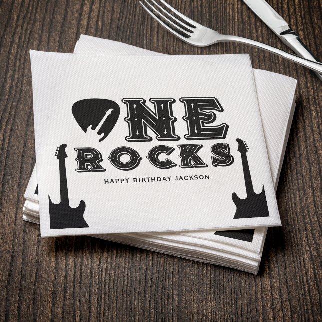 One Rocks Guitar Pick 1st Birthday Party Serviette (Von Creator hochgeladen)