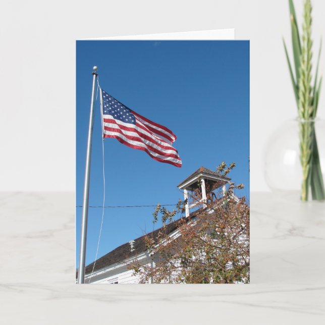 One Room School and American Flag Karte (Vorderseite)