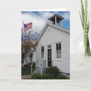 One Room School and American Flag Karte