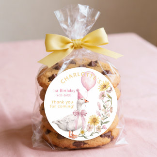 One Silly Goose 1st Birthday Favor Sticker