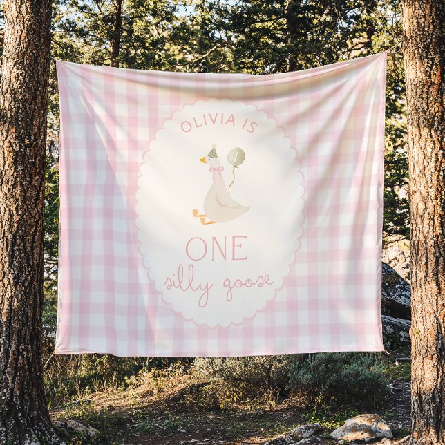 One Silly Goose 1st  Birthday Personalized Banner  Wandteppich (Von Creator hochgeladen)