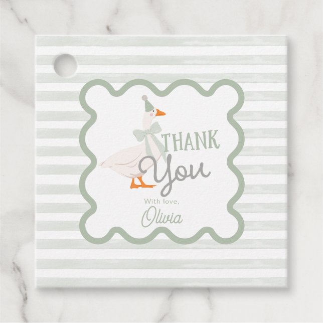 One Silly Goose 1st Birthday Thank You Geschenkanhänger (Vorderseite)