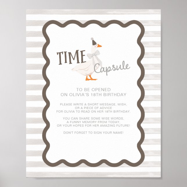 One Silly Goose 1st Birthday Time Capsule Sign Poster (Vorne)