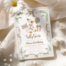 One Silly Goose Beige Brown Bow 1st Birthday