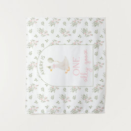 One Silly Goose Birthday Personalized Banner 1st Wandteppich