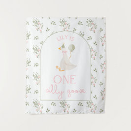 One Silly Goose Birthday Personalized Banner Wandteppich