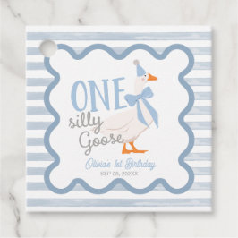 One Silly Goose Blue Bow 1st Birthday Geschenkanhänger
