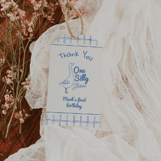 One Silly Goose Blue Hand Drawn 1st Boy Birthday Geschenkanhänger