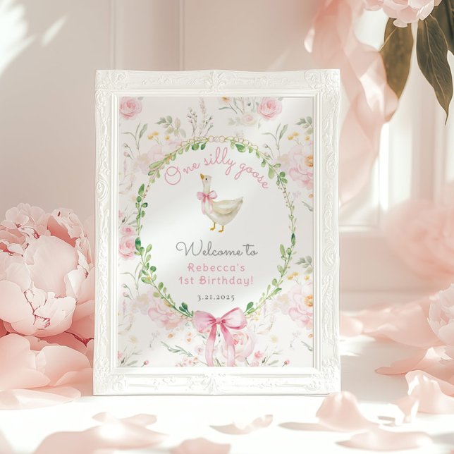 One Silly Goose Blush pink Bow Birthday Welcome Poster (Von Creator hochgeladen)