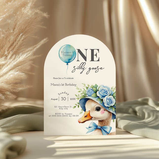 One Silly Goose Boy 1st Birthday  Invitation (Créateur téléchargé)