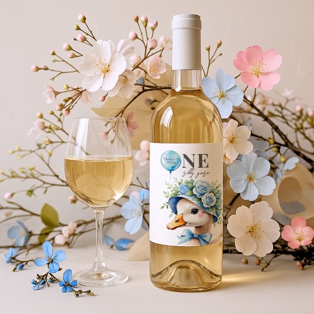 One Silly Goose Boy Birthday  Weinetikett (Von Creator hochgeladen)