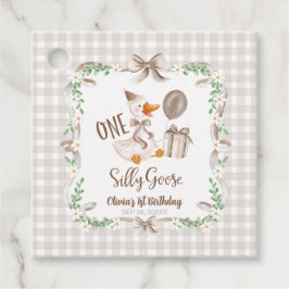 One Silly Goose Brown Bow 1st Birthday Geschenkanhänger
