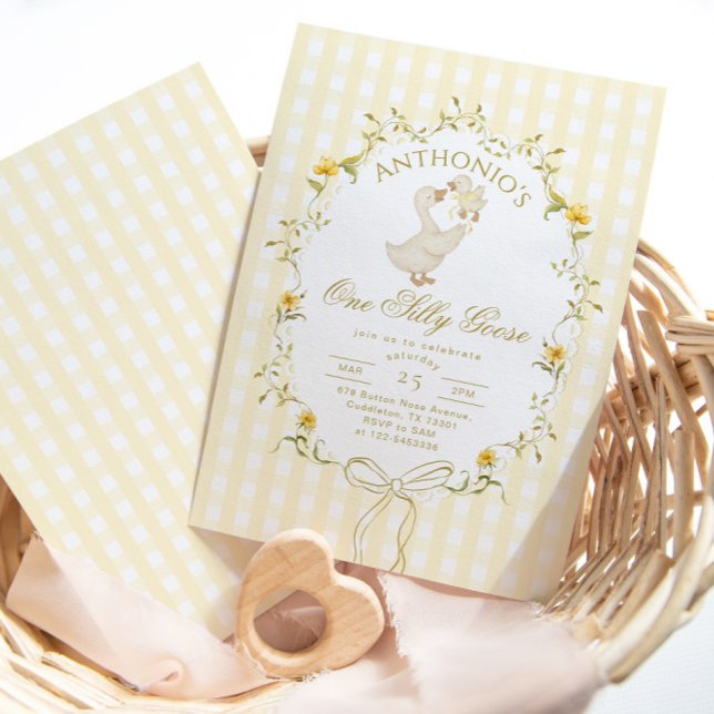 One Silly Goose Gender neutral  1st Birthday Einladung (Von Creator hochgeladen)