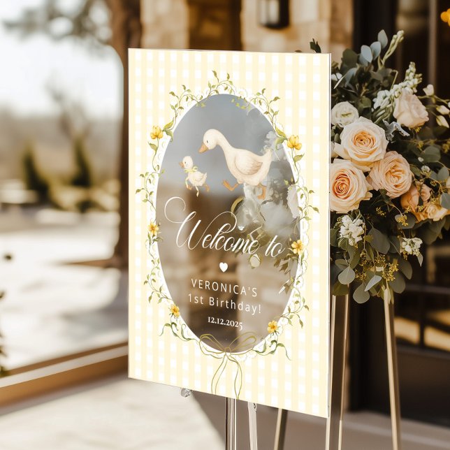 One Silly Goose Gingham 1st Birthday Welcome (Créateur téléchargé)