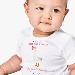 One Silly Goose Mädchen 1. Geburtstagsfeier Baby T-shirt