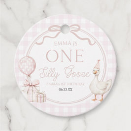 ONE Silly Goose Pink Bow 1st Birthday Party Geschenkanhänger