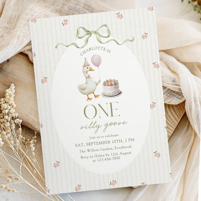 One Silly Goose Vintage Girl Birthday Einladung (Von Creator hochgeladen)