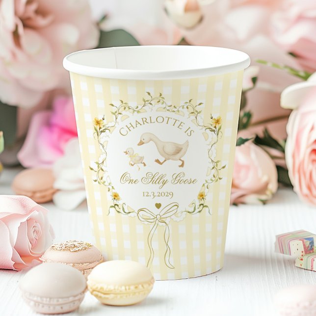 One Silly Goose Whimsical Bow 1st Birthday Pappbecher (Von Creator hochgeladen)