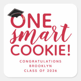 One Smart Cookie Abschluss Red Quadratischer Aufkleber