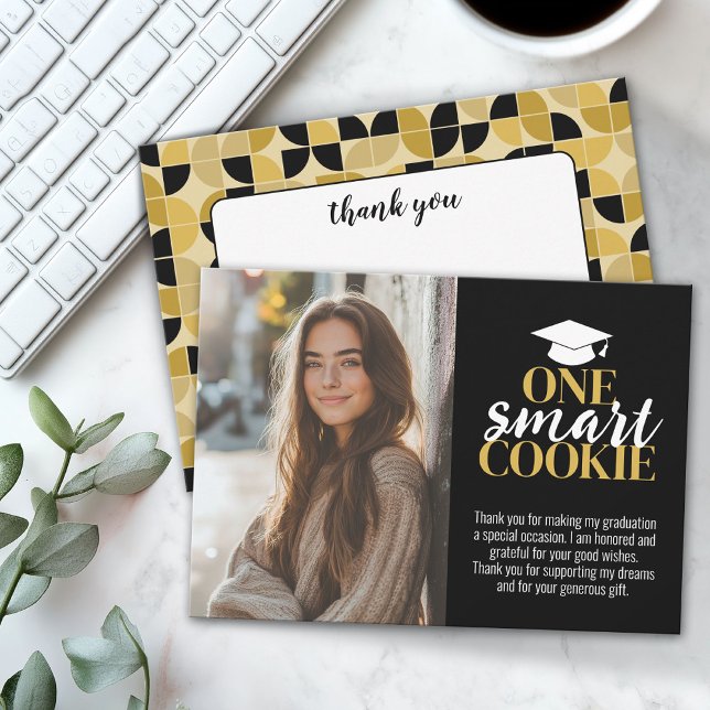 One Smart Cookie - Abschluss Vielen Dank - Foto Dankeskarte (Custom Graduation Thank You Card with Photo)