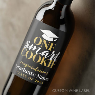 One Smart Cookie - Moderner Black Gold Abschluss Weinetikett