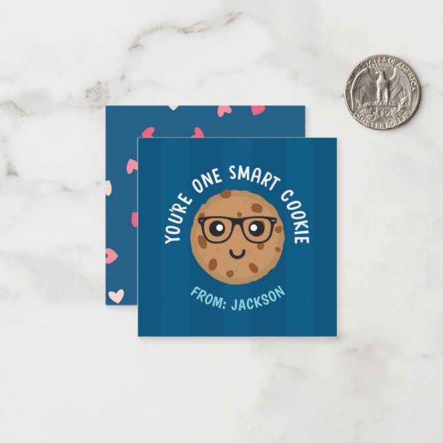 One Smart Cookie Valentine's Day Sticker Mitteilungskarte (Vorderseite/Rückseite Beispiel)