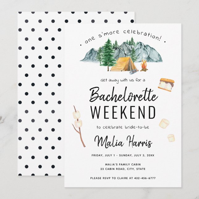 One S'More Celebration Camping Bachelorette Einladung (Vorne/Hinten)