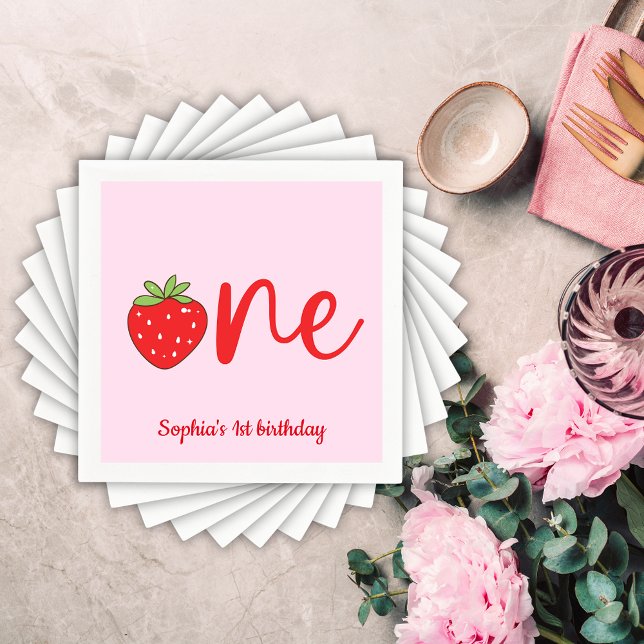 One Strawberry Birthday Serviette (Von Creator hochgeladen)
