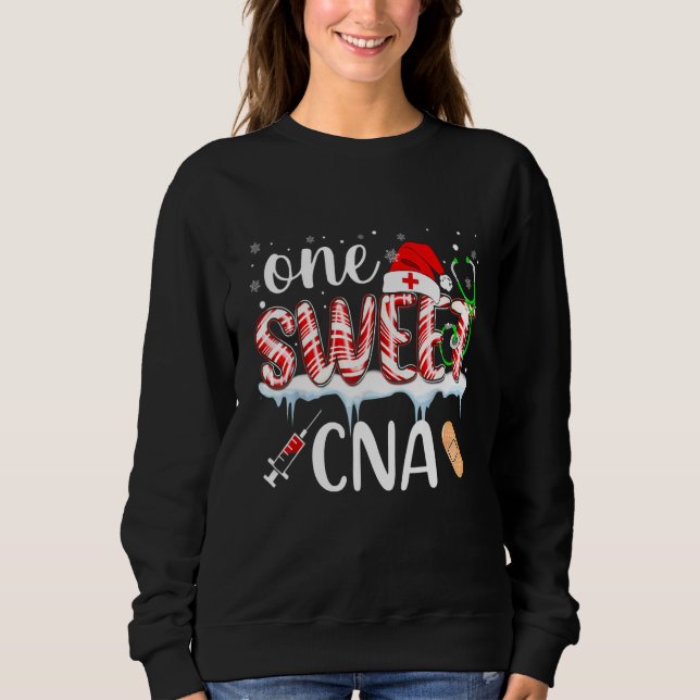 One Sweet CNA Nurse Christmas Holly Candy Stethosc Sweatshirt (Vorderseite)