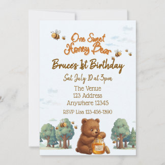 One Sweet Honey Bear, 1st Birthday Einladung