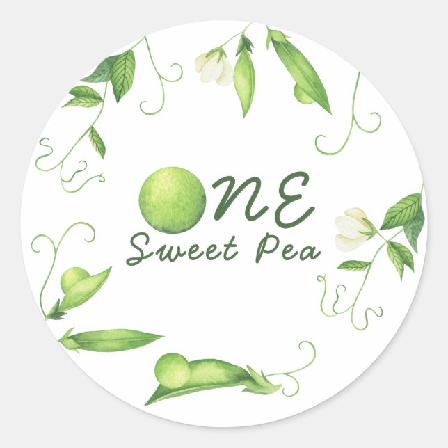 One Sweet Pea First Birthday Runder Aufkleber (Vorderseite)