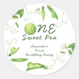 One Sweet Pea First Birthday Runder Aufkleber