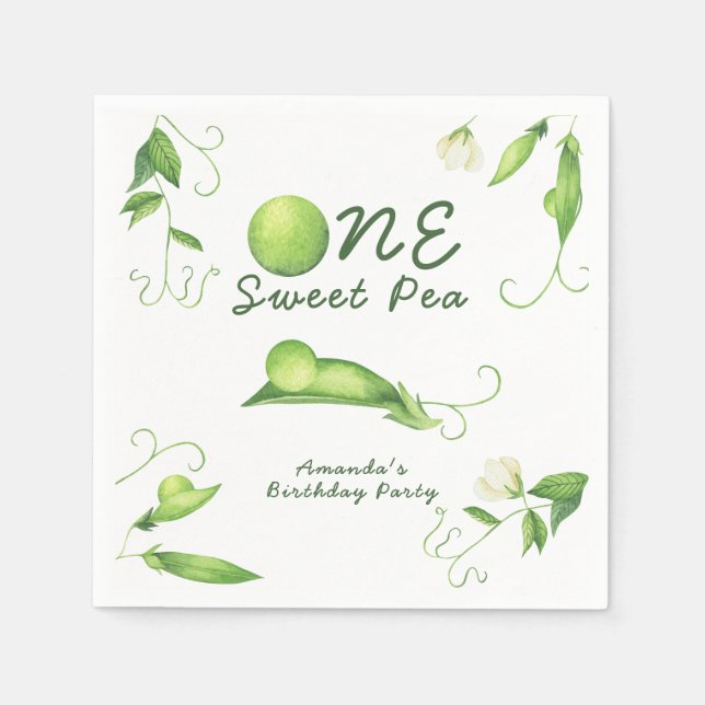 One Sweet Pea First Birthday Serviette (Vorderseite)