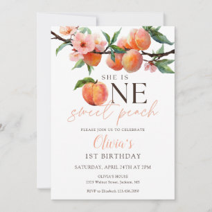 One Sweet Peach 1. Geburtstag Einladung