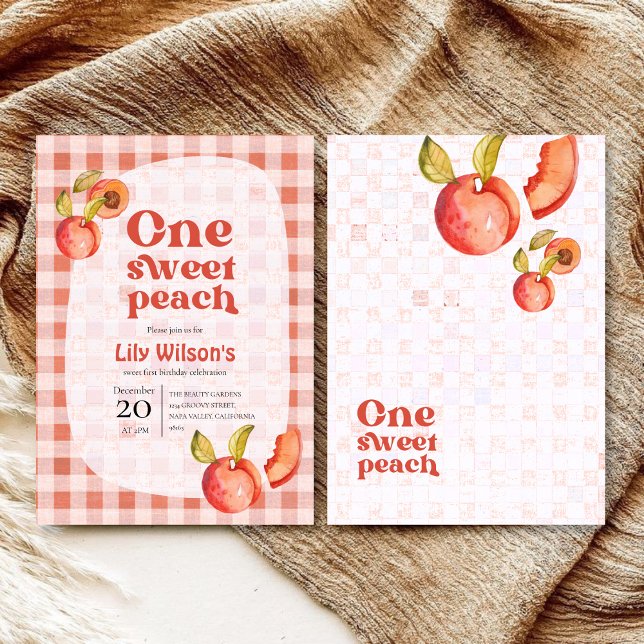 One Sweet Peach 1st Birthday Invitation | Girl (Créateur téléchargé)