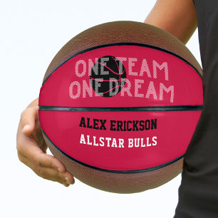 One Team One Dream Red Schwarz-weiß Personalisier Basketball