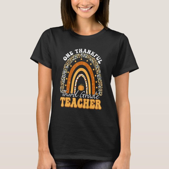 One Thankful 3rd Grade Teacher Rainbow Leopard Tha T-Shirt (Vorderseite)