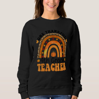 One Thankful 4th Grade Teacher Rainbow Leopard Gro Sweatshirt