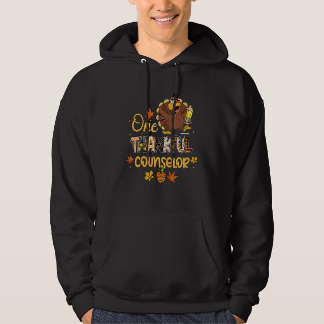 One Thankful Counselor Turkey Pilgrim Hat Thanksgi Hoodie (Vorderseite)
